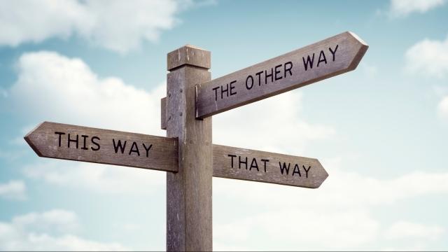 Which way to go road sign