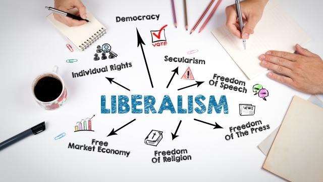 Image of Liberalism - Illustrative graphic representation at the white office table